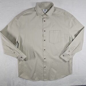 Mode of One Relaxed Fit Caspian Dark Ecru Button Front Shirt Large‎